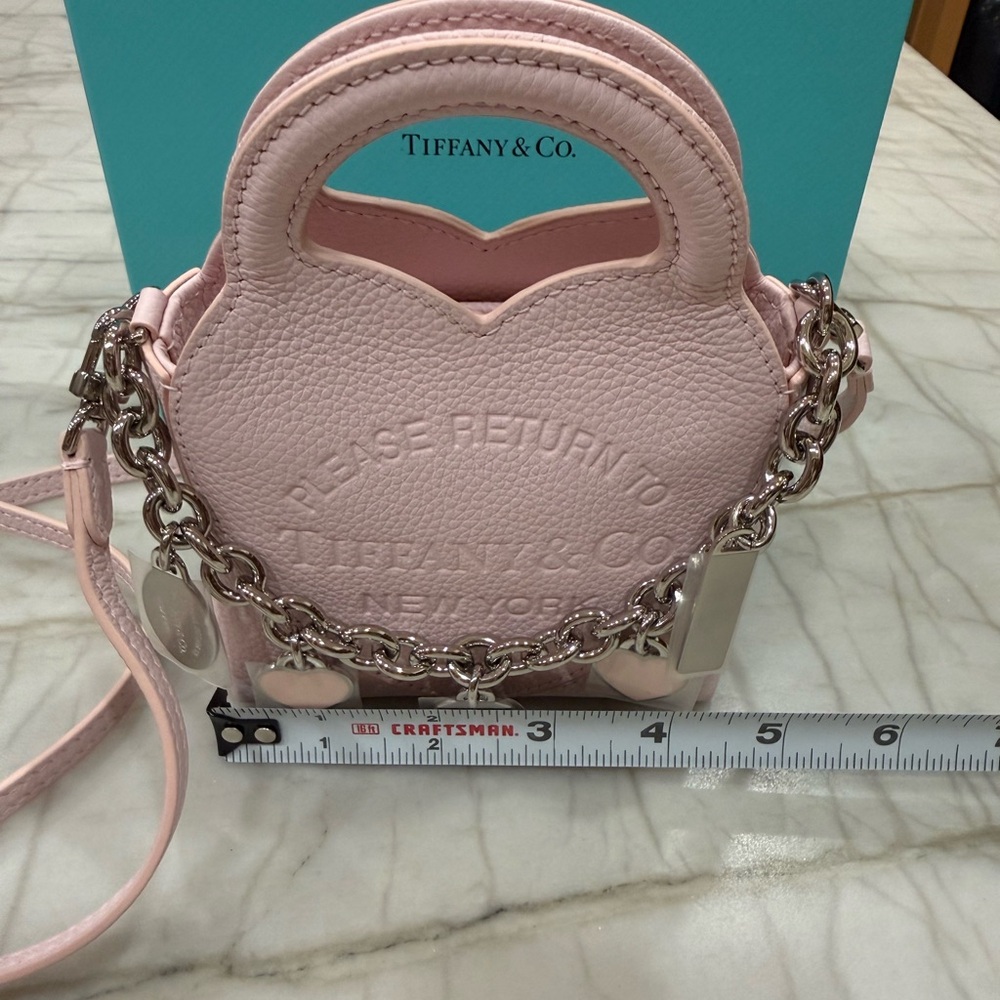 Tiffany & Co. Pale Pink Leather Mini Bag with Charm Chain New Full Set - Picture 4 of 15